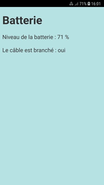capture d'écran application batterie
