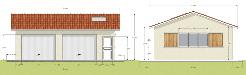 Plans d'un hangar