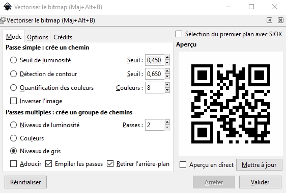 Vectorisation QR-code Inkscape