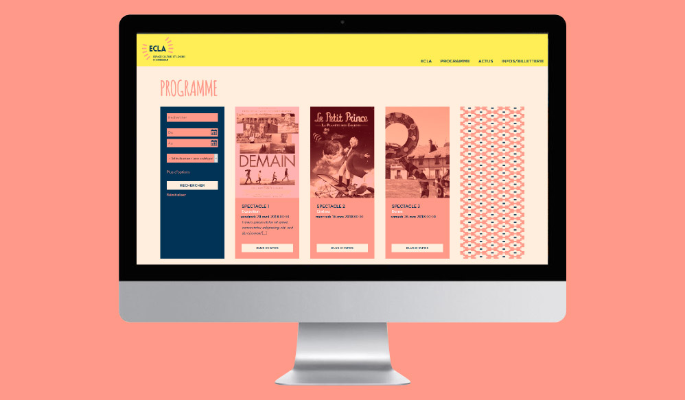 Agenda des spectacles du site web de l'ECLA