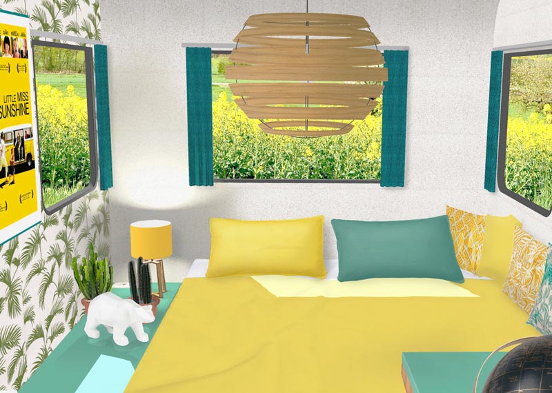 design d'intérieur d'une caravane-hôtel
